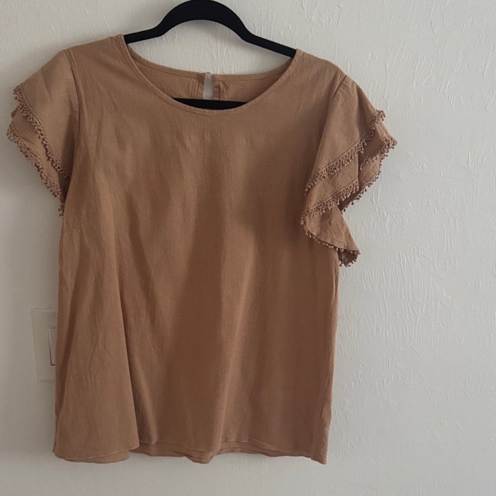 Chic Tan Women's Blouse with detail Sleeves